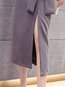 Mid-Calf Slim Cut Out Polyester Plain Skirt (Style V201842)