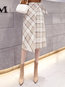 Asymmetrical Office Pattern Polyester Plaid Skirt (Style V201844)