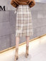 Asymmetrical Office Pattern Polyester Plaid Skirt (Style V201844)