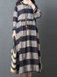 Slow Life Flowy Round Neck Striped Patchwork Casual Dresses (Style V201848)