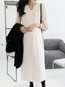 Modest Sweater Notched Solid Color Knitted Casual Dresses (Style V201851)