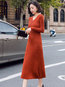 Date Night Sweater V-neck Solid Color Knitted Midi Dresses (Style V201852)