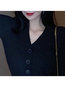 Office Sweater V-neck Button Knitted Work Dresses (Style V201861)