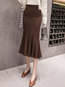 Mid-Calf Mermaid Office Knitted Plain Skirt (Style V201865)