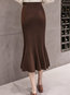 Mid-Calf Mermaid Office Knitted Plain Skirt (Style V201865)