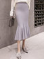 Mid-Calf Mermaid Office Knitted Plain Skirt (Style V201865)