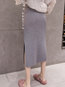 Mid-Calf Straight Date Night Button Knitted Skirt (Style V201868)