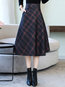 Mid-Calf A-line Western Pattern Plaid Skirt (Style V201869)