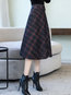 Mid-Calf A-line Western Pattern Plaid Skirt (Style V201869)