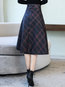 Mid-Calf A-line Western Pattern Plaid Skirt (Style V201869)