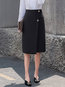 Knee Length Asymmetrical Asymmetrical Cotton Blends Plain Skirt (Style V201871)