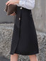Knee Length Asymmetrical Asymmetrical Cotton Blends Plain Skirt (Style V201871)