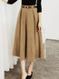 Mid-Calf A-line Belt Corduroy Plain Skirt (Style V201881)