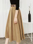 Mid-Calf A-line Belt Corduroy Plain Skirt (Style V201881)