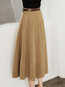 Mid-Calf A-line Belt Corduroy Plain Skirt (Style V201881)