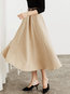 Mid-Calf A-line Belt Corduroy Plain Skirt (Style V201881)