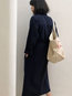 Tunic Shawl Collar Solid Color Sash Dacron Midi Dresses (Style V201884)