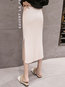 Mid-Calf Elegant Cut Out Knitted Plain Skirt (Style V201889)