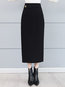 Pencil Elegant Button Polyester Plain Skirt (Style V201892)