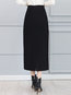 Pencil Elegant Button Polyester Plain Skirt (Style V201892)