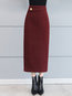 Pencil Elegant Button Polyester Plain Skirt (Style V201892)