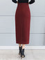 Pencil Elegant Button Polyester Plain Skirt (Style V201892)