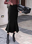 Ankle Length Mermaid Office Wool Blends Plain Skirt (Style V201895)