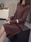 Classy Sweater Round Neck Pattern Dacron Casual Dresses (Style V201903)
