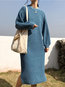 Modest Straight Round Neck Solid Color Knitted Midi Dresses (Style V201905)