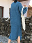 Modest Straight Round Neck Solid Color Knitted Midi Dresses (Style V201905)