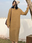 Modest Straight Round Neck Solid Color Knitted Midi Dresses (Style V201905)