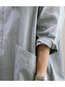 Straight Round Neck Solid Color Pockets Cotton Casual Dresses (Style V201909)