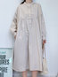 Cute Shift Round Neck Solid Color Cotton Midi Dresses (Style V201910)