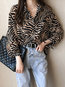 Shirt Collar Straight Fashion Zebra Stripe Chiffon Blouse (Style V201931)