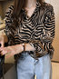 Shirt Collar Straight Fashion Zebra Stripe Chiffon Blouse (Style V201931)