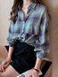 Midi Western Plaid Polyester Button Blouse (Style V201932)