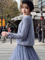 Round Neck Standard Loose Date Night Plain Sweater (Style V201936)