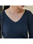 V-neck Standard Slim Office Plain Sweater (Style V201939)