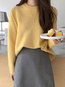 Round Neck Standard Loose Office Plain Sweater (Style V201940)