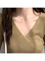 V-neck Standard Slim Plain Knitted Sweater (Style V201941)