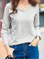 Round Neck Standard Loose Casual Plain T Shirt (Style V201943)