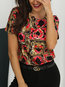 Standard Party Floral Polyester Pattern Blouse (Style V300002)