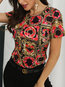 Standard Party Floral Polyester Pattern Blouse (Style V300002)