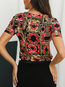 Standard Party Floral Polyester Pattern Blouse (Style V300002)