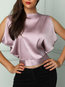 Round Neck Short Slim Date Night Polyester Blouse (Style V300018)
