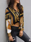 Standard Slim Party Polyester Button Blouse (Style V300019)