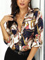 Shirt Collar Standard Straight Elegant Floral Blouse (Style V300024)