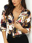 Shirt Collar Standard Straight Elegant Floral Blouse (Style V300024)
