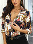Shirt Collar Standard Straight Elegant Floral Blouse (Style V300024)