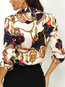 Shirt Collar Standard Straight Elegant Floral Blouse (Style V300024)